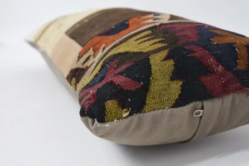 Pillow Case, Antique Pillows, 12x36 Beige Cushion, Hippie Throw Cushion Cover, Vintage Pillow, Pillow for Sofa, Turkish Corner Pillow - 5