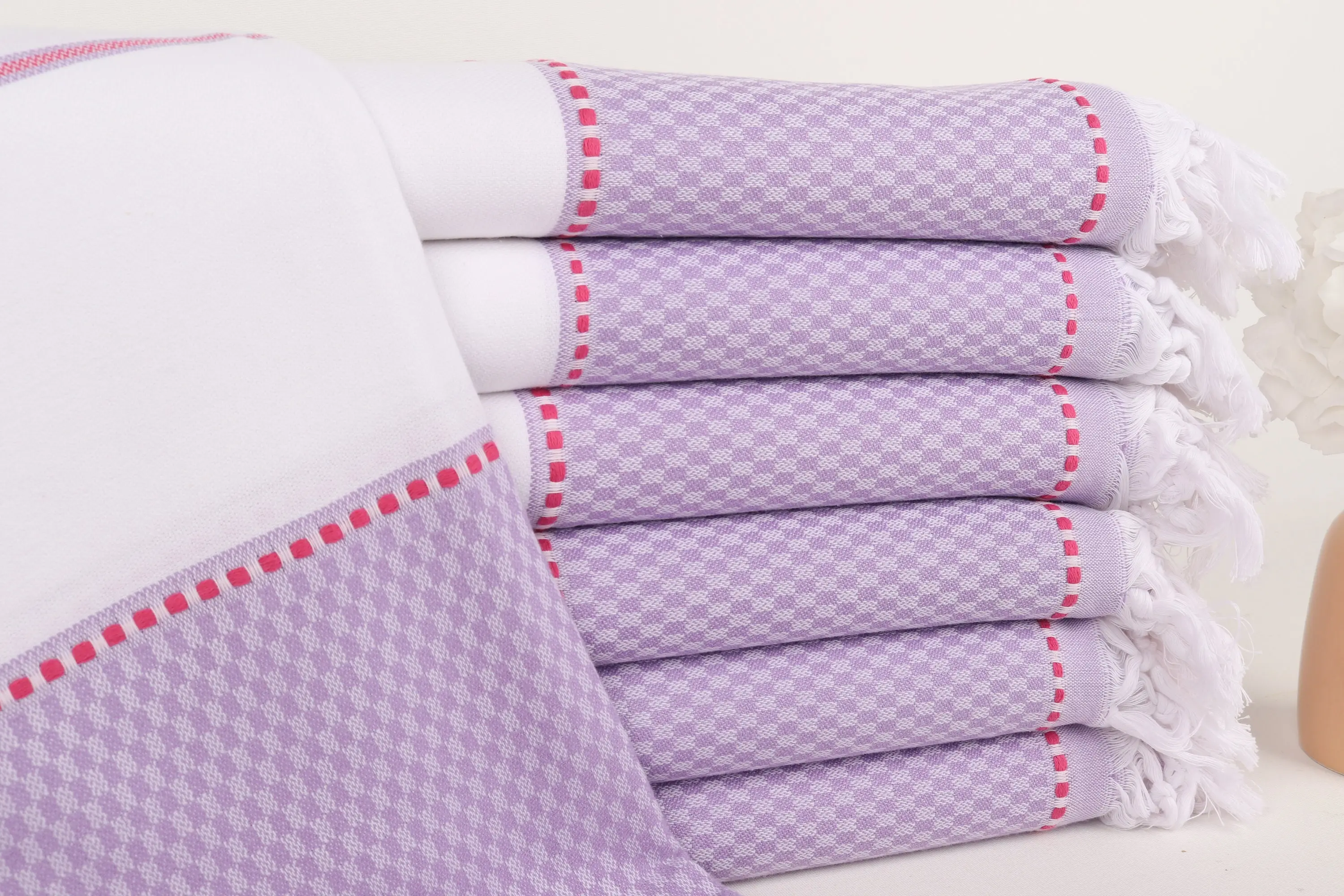 Cotton Towel Purple Handmade Wedding Gift 40x71 Inches - 1