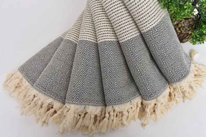 Personalized Beach Towel, Bridal Shower Favors, Spa Gift, Authentic Turkish hammam peshtemal, 70x36 Cotton Diamond Towel, Large Turkish Towel - 4