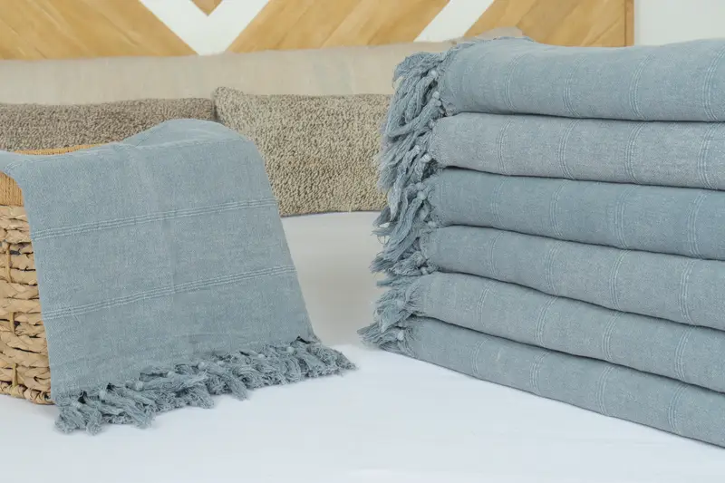 92x70 Cotton Stonewashed Towel, House Warming Gift, Bridesmaid Gifts, Turkish Blanket Throw, Bachelorette Large Towel, Turkish Blanket, Tablecloth - 4