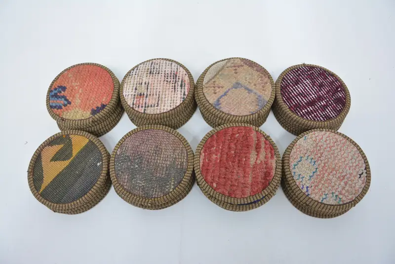 Respaldo de cuero antideslizante, juego de posavasos con patrón Kilim exclusivo