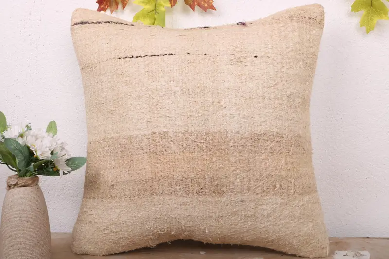 Retro Pillow Cover, 16x16 Beige Pillow Cover, Gift Pillow, Pillow Cover, Kilim Cushion Sham, Natural Cushion Case, Vintage Kilim Pillow - 2