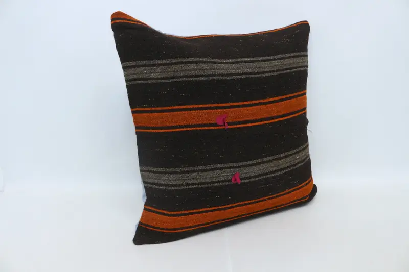 Handmade Kilim Cushion, Kilim Cushion Sham, Pillow Cover, 28x28 Brown Cushion Cover, Kilim Pillow, Rustic Cushion Cover, Christmas Pillow Sham - 3
