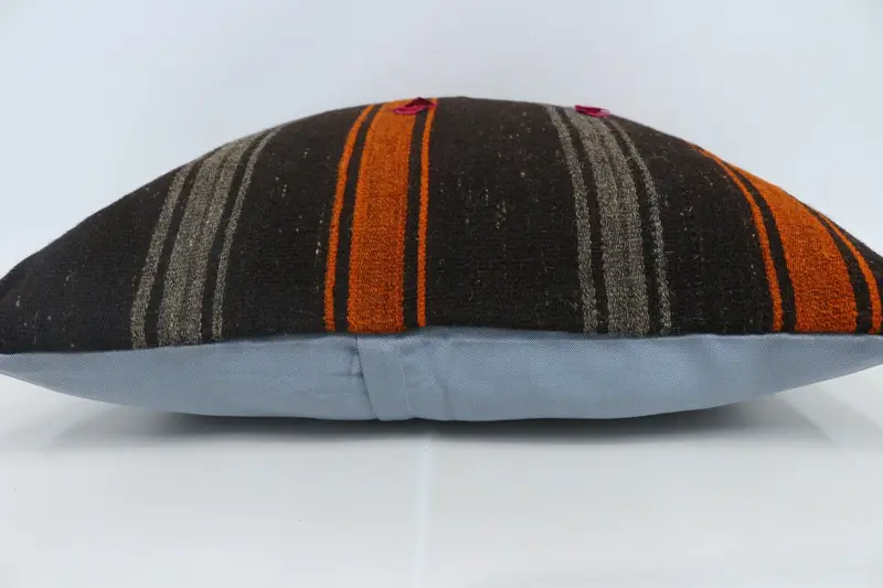 Handmade Kilim Cushion, Kilim Cushion Sham, Pillow Cover, 28x28 Brown Cushion Cover, Kilim Pillow, Rustic Cushion Cover, Christmas Pillow Sham - 5
