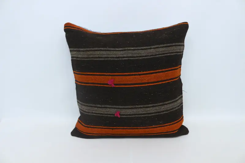 Handmade Kilim Cushion, Kilim Cushion Sham, Pillow Cover, 28x28 Brown Cushion Cover, Kilim Pillow, Rustic Cushion Cover, Christmas Pillow Sham - 1