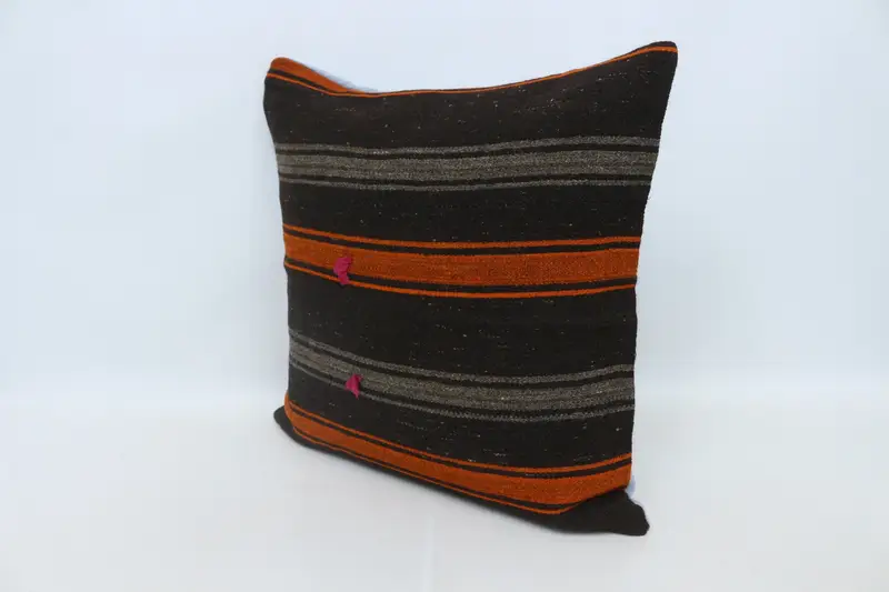 Handmade Kilim Cushion, Kilim Cushion Sham, Pillow Cover, 28x28 Brown Cushion Cover, Kilim Pillow, Rustic Cushion Cover, Christmas Pillow Sham - 4