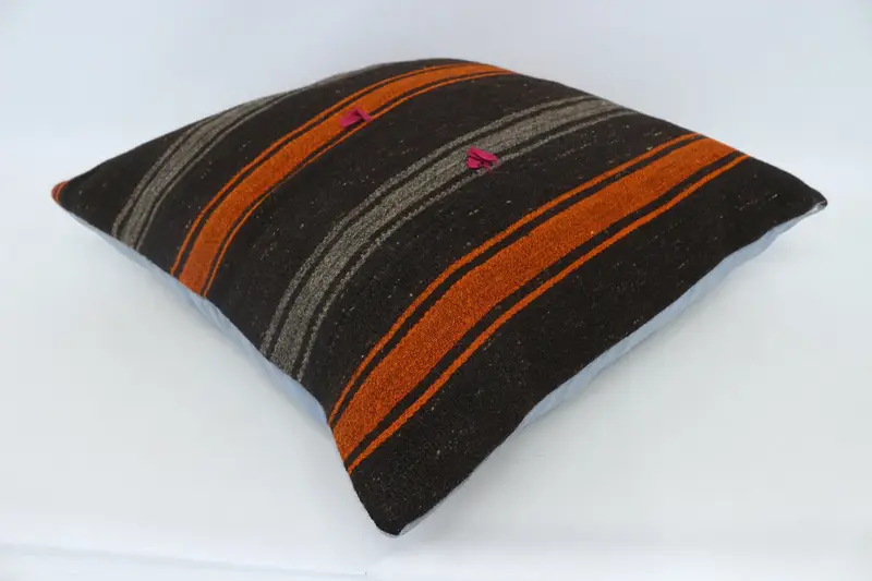 Handmade Kilim Cushion, Kilim Cushion Sham, Pillow Cover, 28x28 Brown Cushion Cover, Kilim Pillow, Rustic Cushion Cover, Christmas Pillow Sham - 6