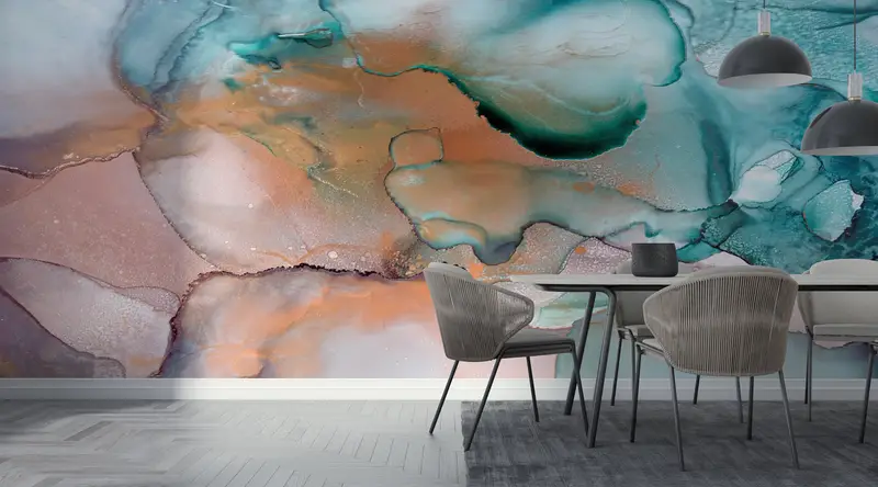 Zarif Baskılı Duvar Kağıdı: Lüks Mermer, Yeşil ve Altın Vurgular