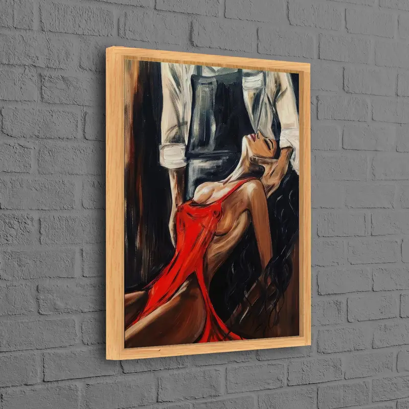 Lienzo de pareja romántica sensual: impresión artística elegante para dormitorio