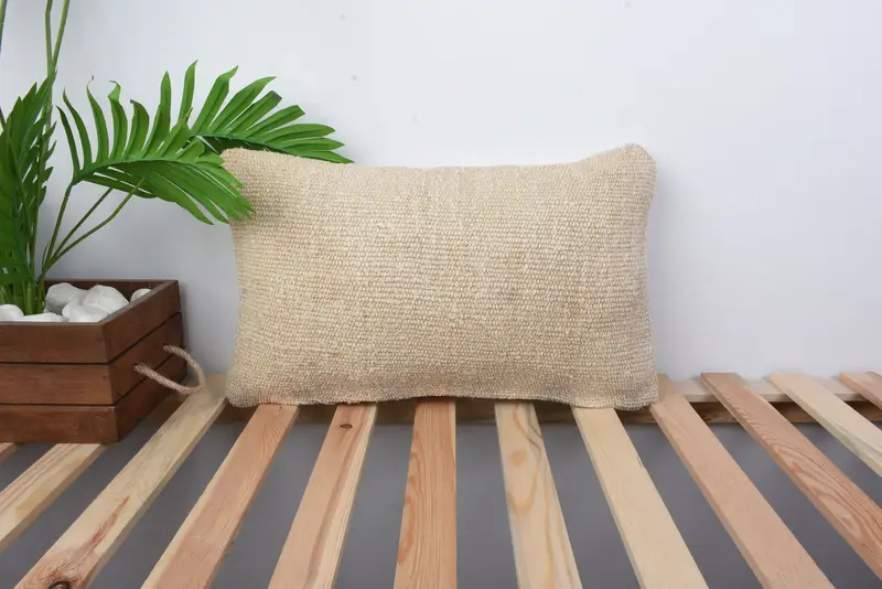 Home Decor Pillow, Indoor Pillow Case, 12x20 Beige Cushion Cover, Cushion, Bright Cushion Cover, Turkish Pillow, Antique Pillows - 1