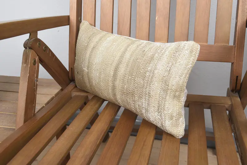 One Of A Kind Cushion Cover, 8x16 Beige Pillow Case, Boho Pillow, Cushion Cover, Bolster Throw Pillow Cover, Kilim Cushion Sham, Vintage Pillow - 3