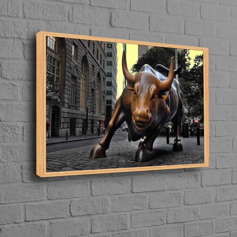 エレガントなブロンズの雄牛像キャンバス - ニューヨークの風景アート