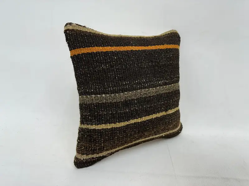 Boho Pillow, Pillow Sham, Aztec Pillow, Pillow for Sofa, Decorative Bolster Cushion Cover, Vintage Pillow, 14x14 Brown Cushion, Bolster Pillow - 3