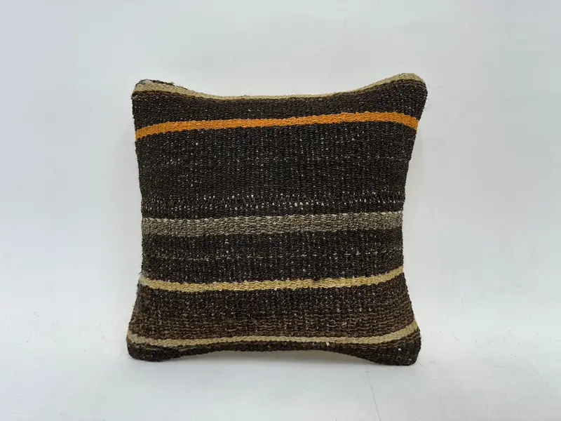 Boho Pillow, Pillow Sham, Aztec Pillow, Pillow for Sofa, Decorative Bolster Cushion Cover, Vintage Pillow, 14x14 Brown Cushion, Bolster Pillow - 1