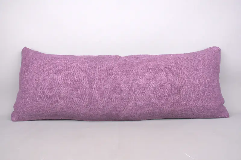 Turkish Kilim Pillow, Authentic Pillow, 16x43 Purple Cushion, Comfy Throw Pillow, Boho Pillow Sham Cover, Kilim Pillow Cover, Cushion Case - 3