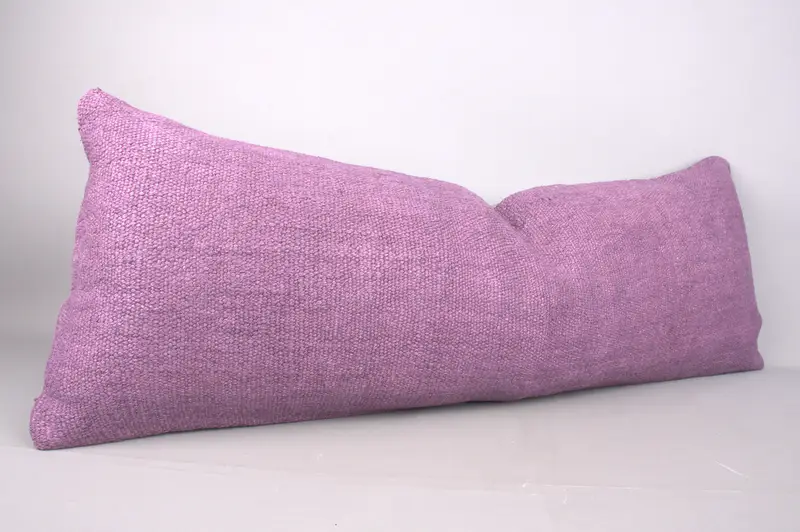 Turkish Kilim Pillow, Authentic Pillow, 16x43 Purple Cushion, Comfy Throw Pillow, Boho Pillow Sham Cover, Kilim Pillow Cover, Cushion Case - 1