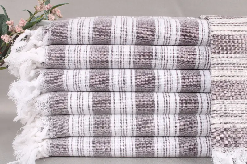 Personalized Turkish Beach Towel, Dark Brown Striped, 40x71 Inches