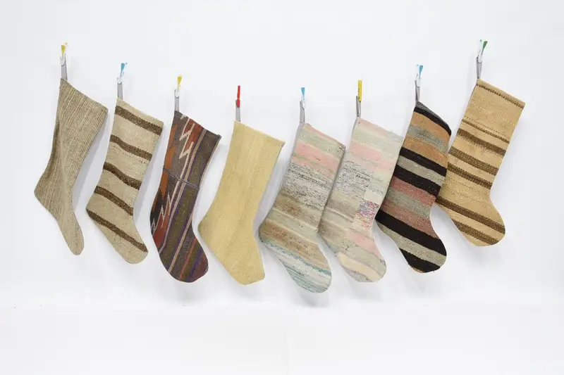 Beige Christmas Ornaments Stocking, 22 Inch Wide Holiday Stocking