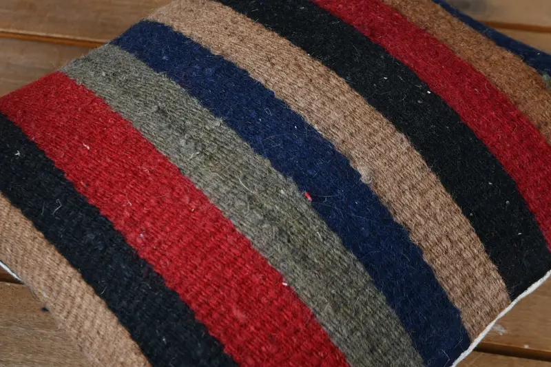 Ethnical Kilim Rug Pillow, Pillow Cover, Natural Pillow Cover, 12x12 Red Pillow Cover, Antique Pillows, Wool Kilim Pillow Pillow, Home Decor Pillow - 4