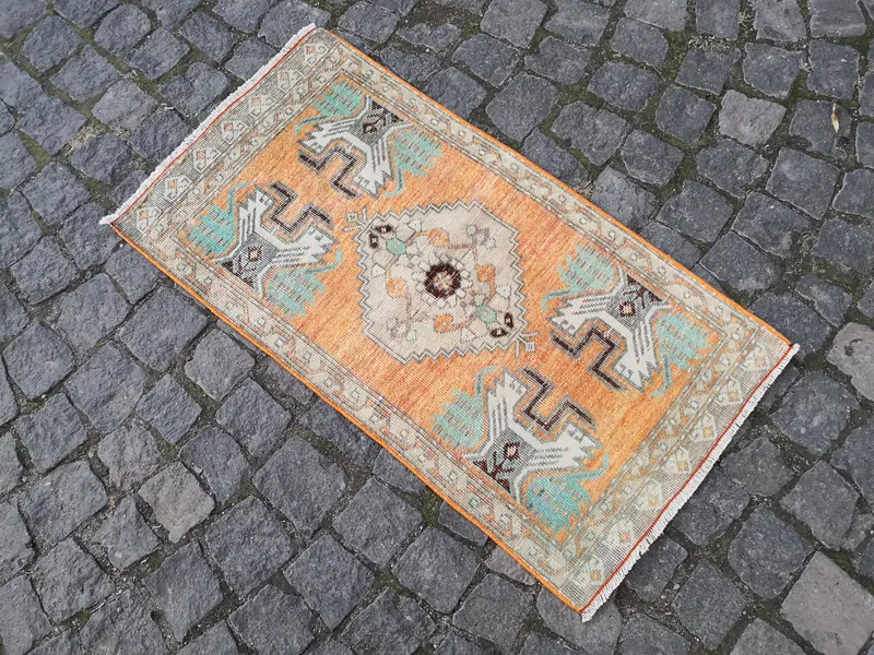 Turuncu Halı, 1,58x3 ft Düz Renk Konforu