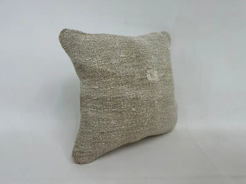 Ottoman Cushion Case, Kilim Pillow, Pillow for Couch, Vintage Pillow, Cushion Case, Neutral Throw Cushion Case, 12x12 Beige Cushion - 3