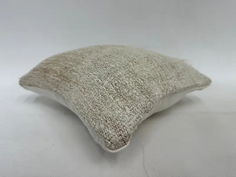 Ottoman Cushion Case, Kilim Pillow, Pillow for Couch, Vintage Pillow, Cushion Case, Neutral Throw Cushion Case, 12x12 Beige Cushion - 6