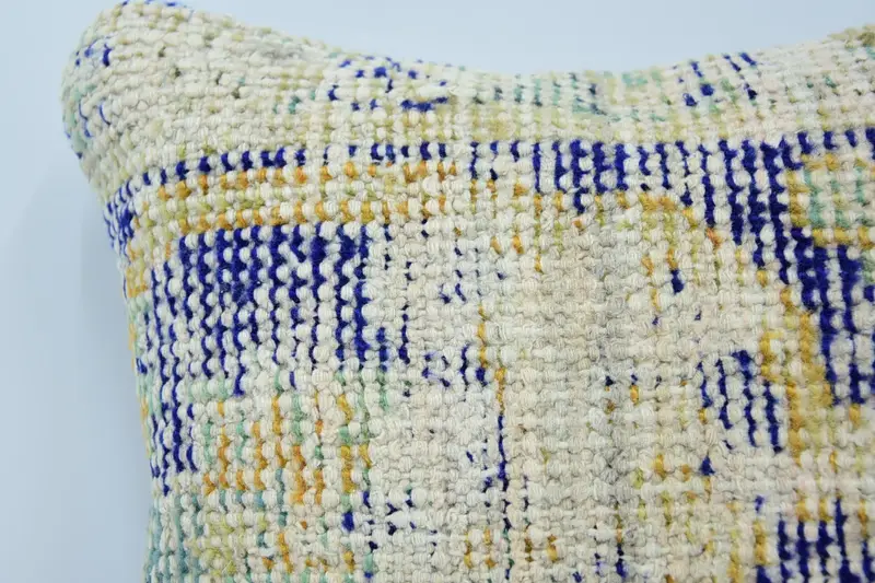 Kilim Cushion Sham, Antique Pillows, 16x16 Blue Cushion Case, Gift Pillow, Bohemian Cushion Cushion Cover, Cushion Case, Bed Pillow Cover - 2