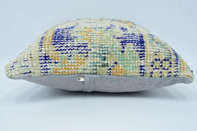 Kilim Cushion Sham, Antique Pillows, 16x16 Blue Cushion Case, Gift Pillow, Bohemian Cushion Cushion Cover, Cushion Case, Bed Pillow Cover - 5