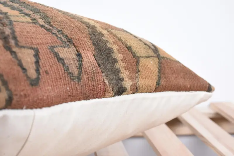 Pillow Sham, Vintage Kilim Pillow, Pillow for Couch, Bolster Pillow Sham, 20x20 Beige Cushion, Boho Pillow, Morroccon Kilim Cushion Pillow - 7