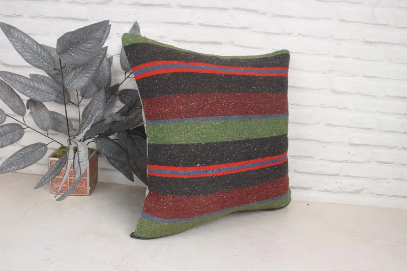 Turkish Pillow, Vintage Kilim Pillow, Pillow for Sofa, Cushion, Anatolian Cushion Case, Art Deco Cushion Cover, 20x20 Red Pillow - 3