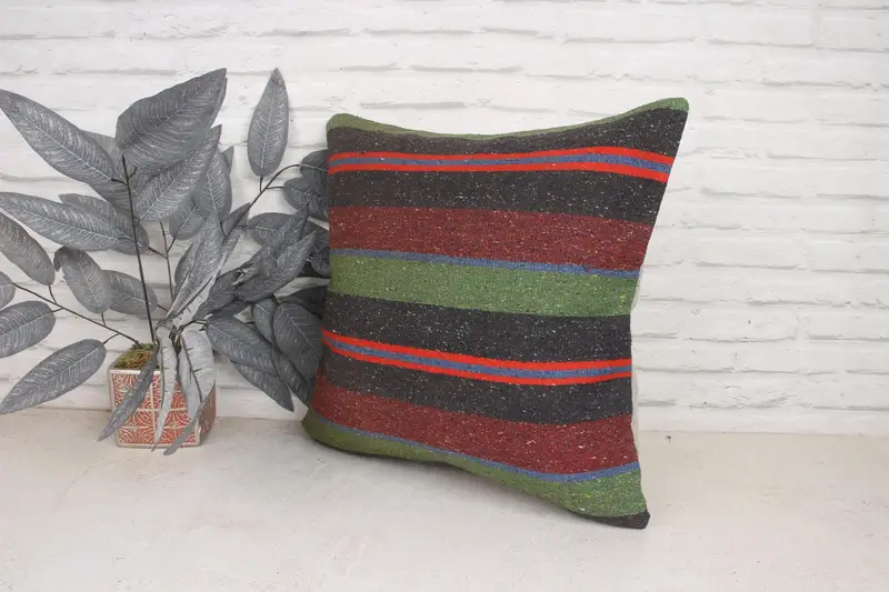 Turkish Pillow, Vintage Kilim Pillow, Pillow for Sofa, Cushion, Anatolian Cushion Case, Art Deco Cushion Cover, 20x20 Red Pillow - 4