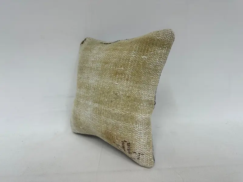 Bohemian Cushion Pillow, 12x12 Beige Pillow Cover, Pillow Sham, Kilim Pillow, Kilim Cushion Sham, Vintage Pillow, Nautical Throw Pillow Cover - 4