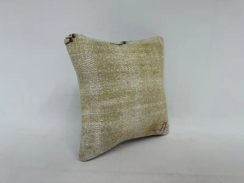 Bohemian Cushion Pillow, 12x12 Beige Pillow Cover, Pillow Sham, Kilim Pillow, Kilim Cushion Sham, Vintage Pillow, Nautical Throw Pillow Cover - 3