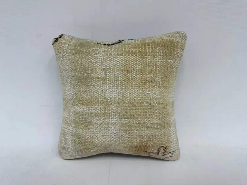 Bohemian Cushion Pillow, 12x12 Beige Pillow Cover, Pillow Sham, Kilim Pillow, Kilim Cushion Sham, Vintage Pillow, Nautical Throw Pillow Cover - 1