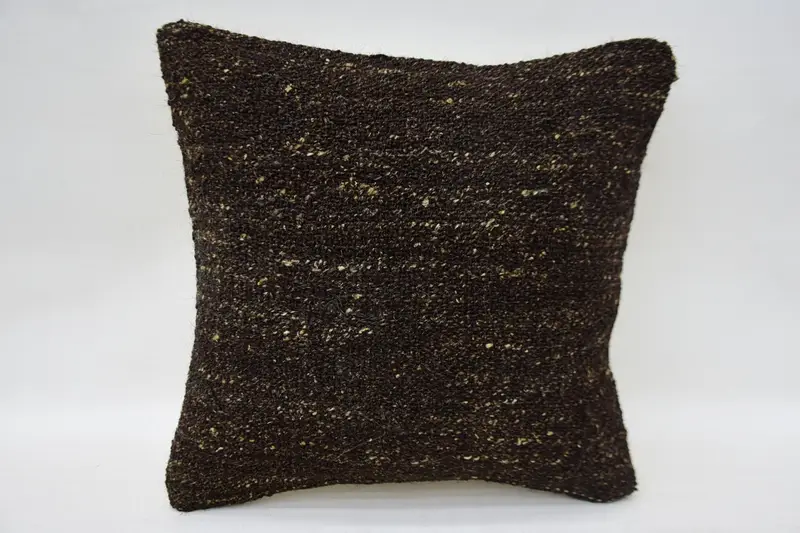 Handmade Kilim Cushion, Nomadic Pillow Sham, Knitted Pillow Cover, 12x12 Brown Cushion, Kilim Pillow Cover, Home Decor Pillow, Cushion Case - 4