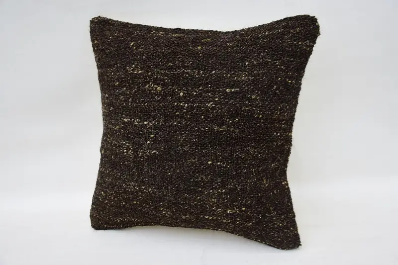 Handmade Kilim Cushion, Nomadic Pillow Sham, Knitted Pillow Cover, 12x12 Brown Cushion, Kilim Pillow Cover, Home Decor Pillow, Cushion Case - 3