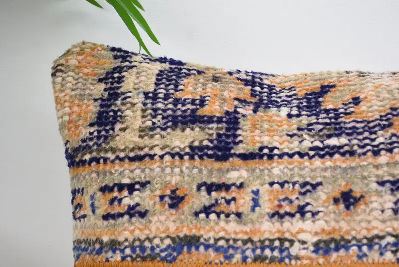 Art Deco Pillow Sham, Home Decor Pillow, Turkish Kilim Pillow, 14x14 Blue Pillow Sham, Pillow Sham, Handmade Kilim Cushion, Garden Pillow Sham - 2