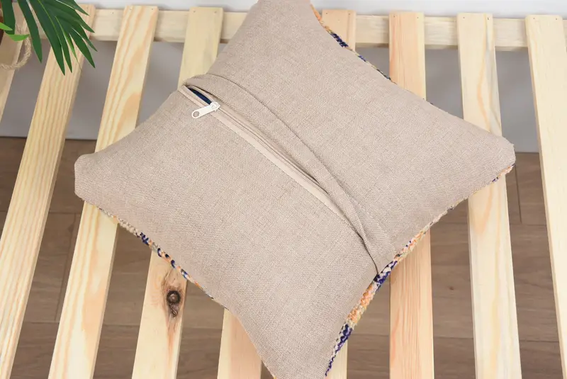 Art Deco Pillow Sham, Home Decor Pillow, Turkish Kilim Pillow, 14x14 Blue Pillow Sham, Pillow Sham, Handmade Kilim Cushion, Garden Pillow Sham - 8