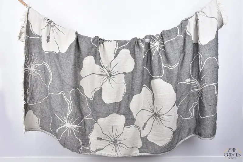 68x40 Cotton Floral Patterned Towel, Personalized Towel, Beach Towel Bulk, Embroidered Towel, First Wedding Anniversary Gift, House Warming Gift - 8