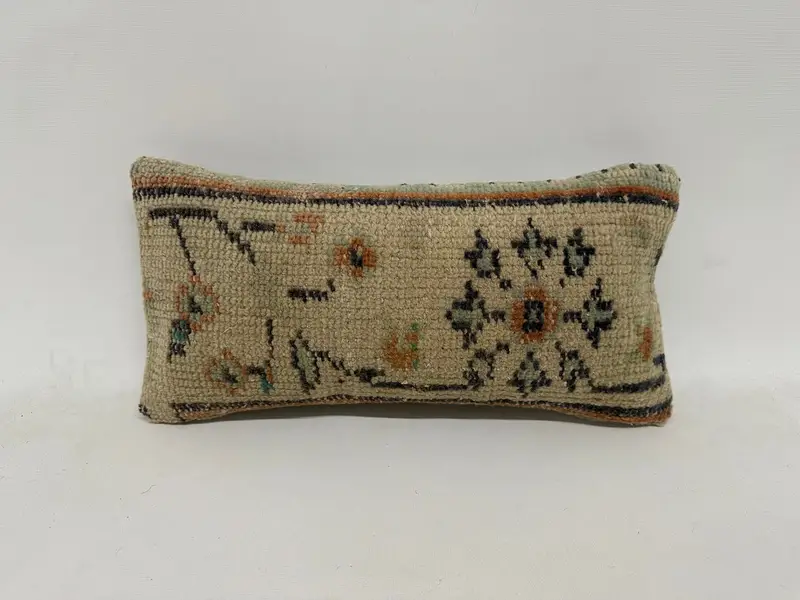 Pillow for Sofa, 8x16 Beige Pillow Cover, Turkish Pillow, Vintage Kilim Throw Pillow, Decorative Cushion Case, Cushion Cover, Pet Pillow Cover - 1