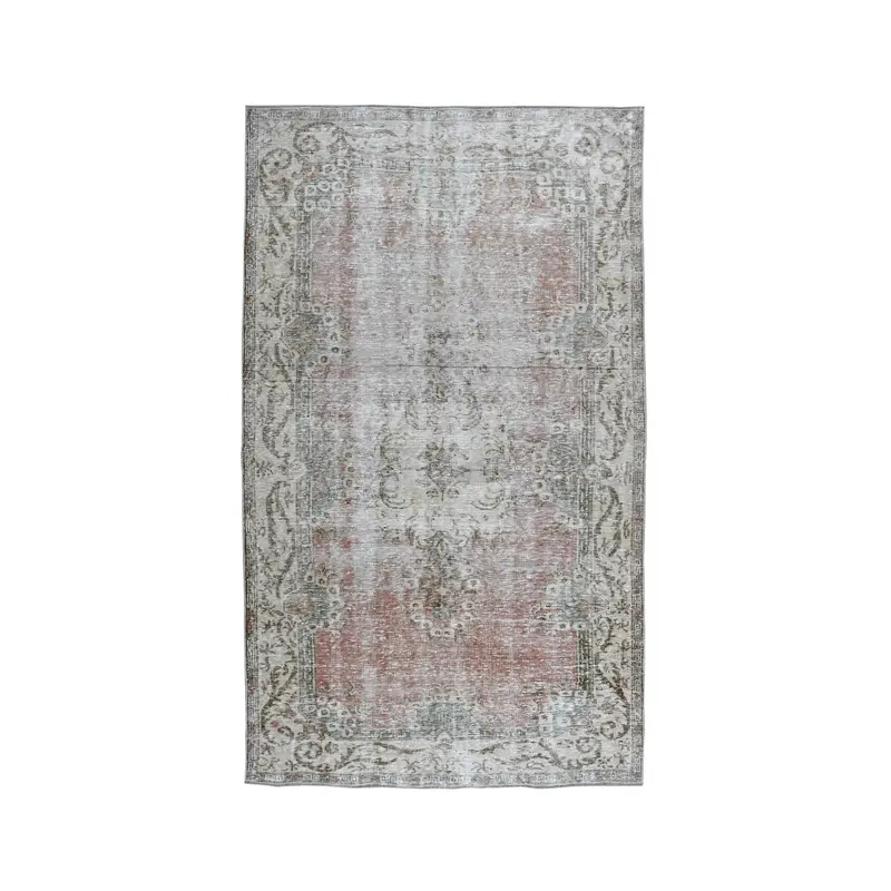 Vintage Turkish Oushak Rug 5.8x10.2 ft, Gray Large Abstract Wool Rug - 1