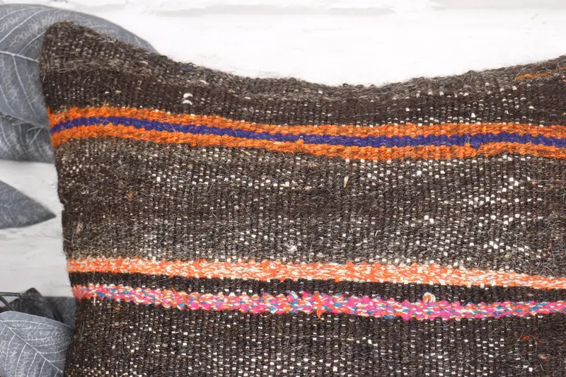 Kilim Cushion Sham, Cushion Case, Kilim Pillow, Throw Kilim Pillow, Custom Pillow, 16x16 Brown Cushion Cover, Wholesale Pillow Cover - 2