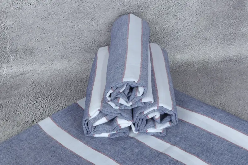 70x40 Cotton Striped Towel, Fringed Turkish towel for poolside, Valentines Day Gift Idea, Sand-resistant towel, Soft towel, Embroidered Towel - 7