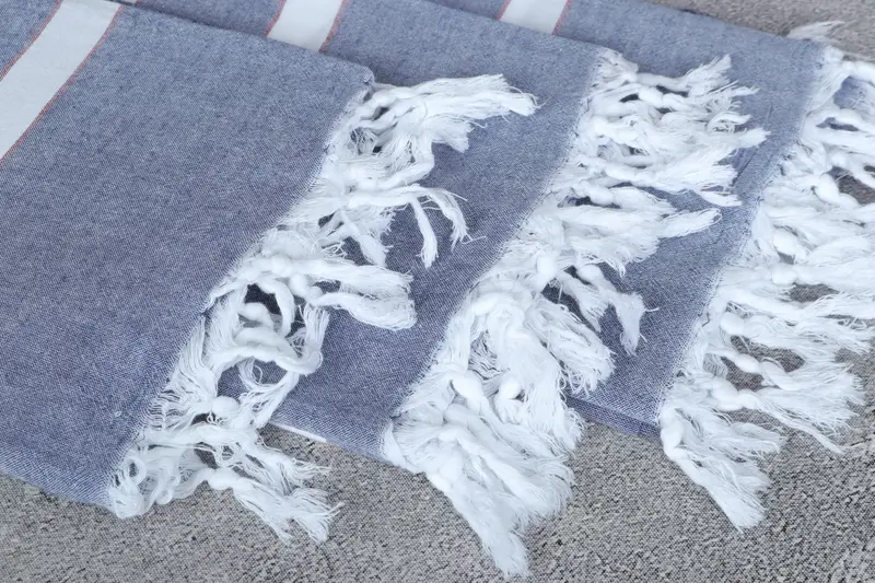 70x40 Cotton Striped Towel, Fringed Turkish towel for poolside, Valentines Day Gift Idea, Sand-resistant towel, Soft towel, Embroidered Towel - 5