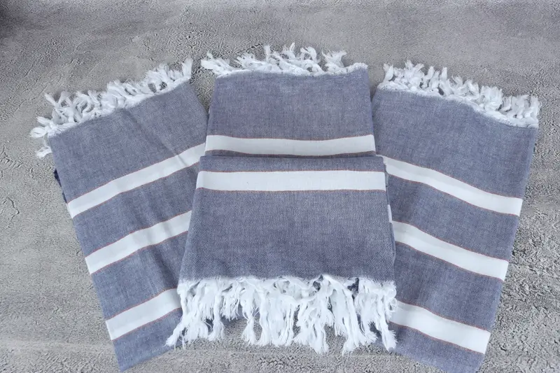 70x40 Cotton Striped Towel, Fringed Turkish towel for poolside, Valentines Day Gift Idea, Sand-resistant towel, Soft towel, Embroidered Towel - 4