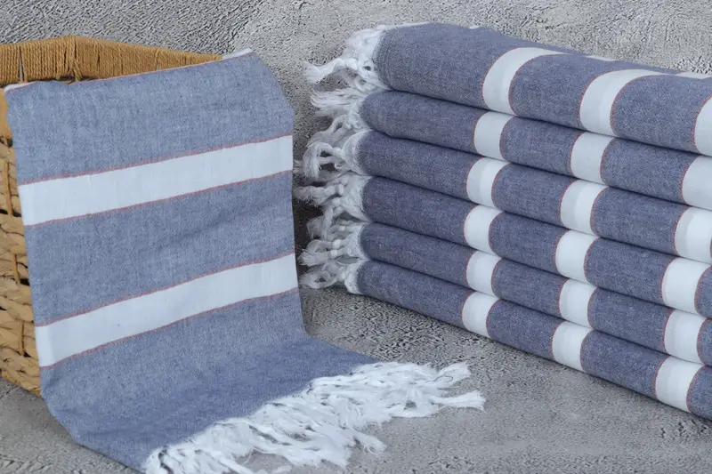 70x40 Cotton Striped Towel, Fringed Turkish towel for poolside, Valentines Day Gift Idea, Sand-resistant towel, Soft towel, Embroidered Towel - 3