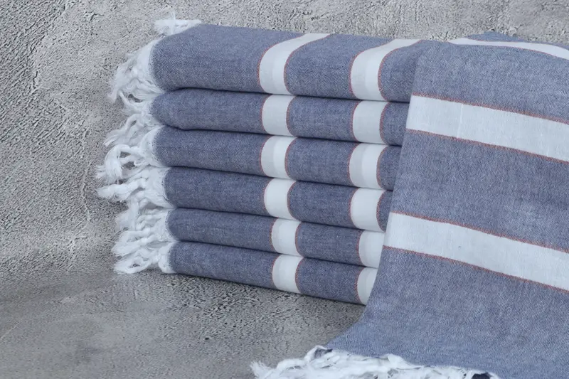 70x40 Cotton Striped Towel, Fringed Turkish towel for poolside, Valentines Day Gift Idea, Sand-resistant towel, Soft towel, Embroidered Towel - 1