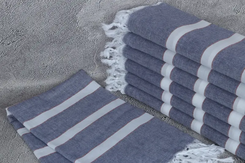 70x40 Cotton Striped Towel, Fringed Turkish towel for poolside, Valentines Day Gift Idea, Sand-resistant towel, Soft towel, Embroidered Towel - 2