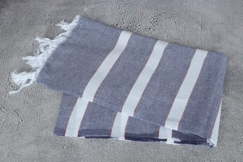 70x40 Cotton Striped Towel, Fringed Turkish towel for poolside, Valentines Day Gift Idea, Sand-resistant towel, Soft towel, Embroidered Towel - 6