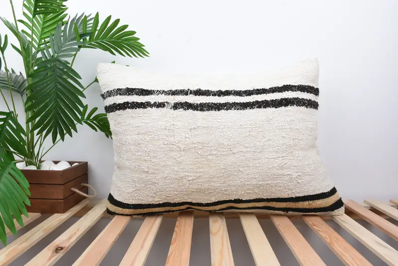 Handmade Kilim Cushion, Boho Pillow Sham Cover, Morroccon Kilim Cushion Cushion, Pillow, 20x28 White Cushion Cover, Gift Pillow - 1